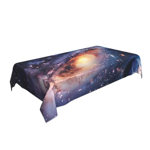 BNVSADC Rechteckige Tischdecke, Motiv: Universum Galaxie, Weltraum, bedruckt, 140 x 90 cm, knitterfreie Polyester-Tischdecke, dekorativer Stoff, Tischdecken für Küche, Esstisch, Partys, Camping von BNVSADC