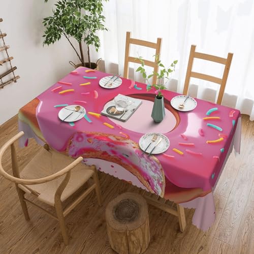 BNVSADC Rechteckige Tischdecke mit Donut-Muster, 183 x 137 cm, mit Spitzenrand, Polyester, wasserabweisend, Tischdecke, Esstisch, Dekoration, Tischdecken von BNVSADC