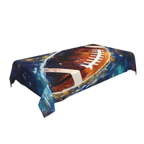 BNVSADC Rechteckige Tischdecke mit Galaxie-Weltraum, American Football, bedruckt, 140 x 90 cm, knitterfreie Polyester-Tischdecke, dekorative Stoff-Tischdecken für Küche, Esstisch, Partys, Camping von BNVSADC