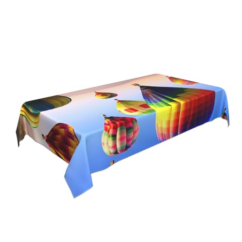 BNVSADC Rechteckige Tischdecke mit Heißluftballons, bedruckt, 140 x 90 cm, knitterfreie Polyester-Tischdecke, dekorativer Stoff, Tischdecke für Küche, Esstisch, Partys, Camping von BNVSADC