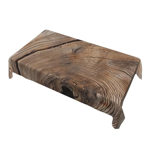 BNVSADC Rechteckige Tischdecke mit Holzmaserung, bedruckt, 228 x 152 cm, wasserabweisendes Polyester, dekorative Stoff-Tischdecken für Küche, Esstisch, Partys, Camping von BNVSADC