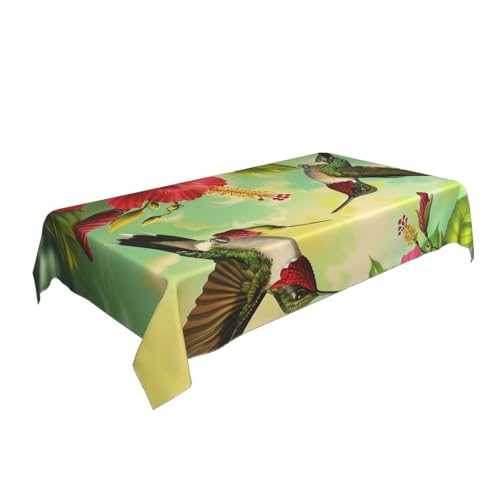 BNVSADC Rechteckige Tischdecke mit Kolibris, bedruckt, 140 x 90 cm, knitterfreie Polyester-Tischdecke, dekorativer Stoff, Tischdecken für Küche, Esstisch, Partys, Camping, 140 x 90 cm von BNVSADC