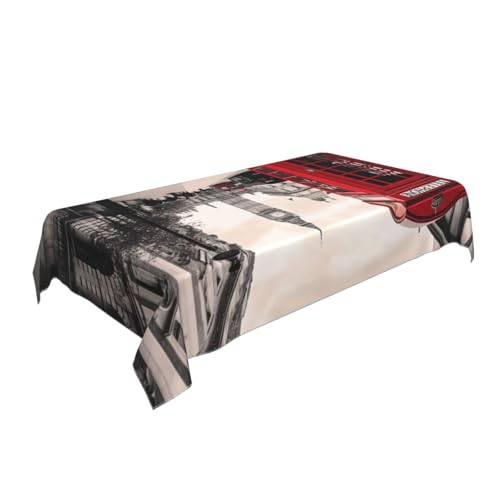 BNVSADC Rechteckige Tischdecke mit Londoner Straßendruck, 140 x 90 cm, knitterfreie Polyester-Tischdecke, dekorative Stoff-Tischdecken für Küche, Esstisch, Partys, Camping von BNVSADC