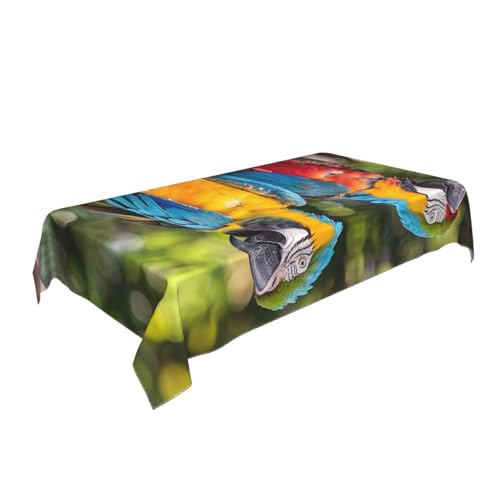 BNVSADC Rechteckige Tischdecke mit Papageien-Motiv, bedruckt, knitterfrei, Polyester, dekorative Stoff-Tischdecken für Küche, Esstisch, Partys, Camping, 140 x 90 cm von BNVSADC