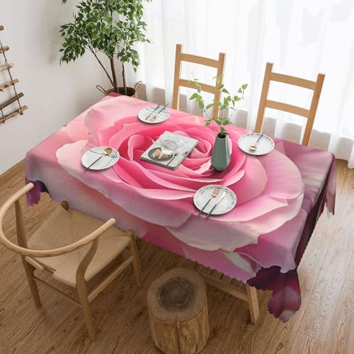 BNVSADC Rechteckige Tischdecke mit Rosenmuster, 183 x 137 cm, mit Spitzenrand, Polyester, wasserabweisend, Tischdecke, Esstisch, Dekoration, Tischdecken von BNVSADC