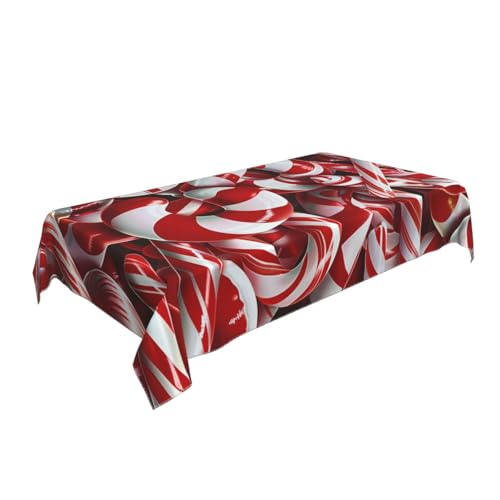 BNVSADC Rechteckige Tischdecke mit Zuckerstangen-Motiv, 140 x 90 cm, knitterfreie Polyester-Tischdecke, dekorativer Stoff, Tischdecke für Küche, Esstisch, Partys, Camping von BNVSADC