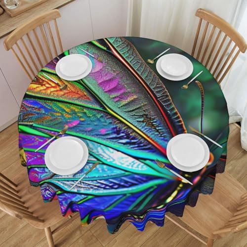 BNVSADC Runde Tischdecke mit Regenbogen-Schmetterling-Druck, mit Spitzenrand, 152,4 cm Durchmesser, Polyester, wasserabweisend, Tischdecke, Esstischdekoration, Tischdecken von BNVSADC