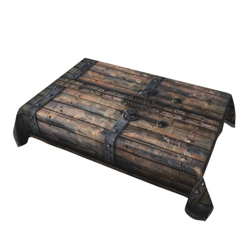 BNVSADC Rustikale Tischdecke mit Holztür, bedruckt, rechteckig, 183 x 137 cm, wasserabweisendes Polyester, dekorative Stoff-Tischdecken für Küche, Esstisch, Partys, Camping von BNVSADC