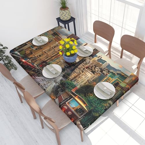 BNVSADC San Francisco bedruckte Tischdecke, 122 x 76 cm, Polyester, wasserabweisend, Esstischdekoration, Tischdecken von BNVSADC