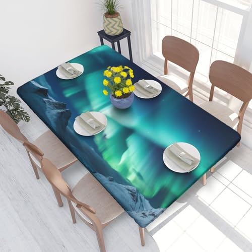 BNVSADC Schöne Nordlichter, bedruckte Tischdecke, 122 x 76 cm, Polyester, Küche, wasserabweisend, Esstischdekoration, Tischdecken von BNVSADC