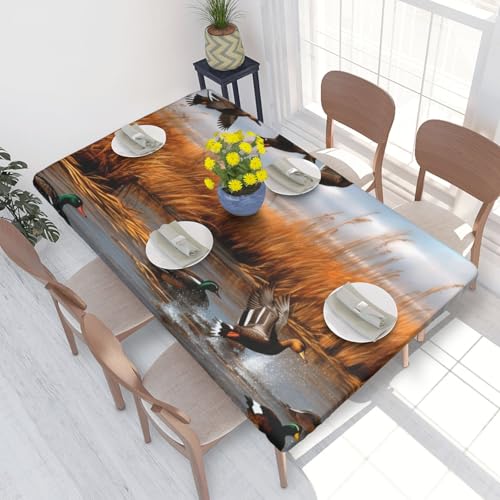 BNVSADC Tischdecke, Motiv: Jagd, fliegende Wilde Ente, bedruckt, 122 x 76 cm, Polyester, wasserabweisend, Tischdecke, Esstisch, Dekoration, Tischdecken von BNVSADC