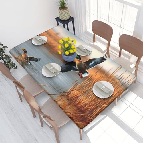 BNVSADC Tischdecke, Motiv: Jagd, fliegende Wildente, 122 x 76 cm, Polyester, wasserabweisend, Esstischdekoration, Tischdecken von BNVSADC