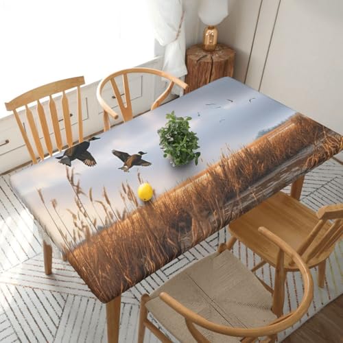 BNVSADC Tischdecke, Motiv: Jagd, fliegende Wildente, bedruckt, 152 x 76 cm, Polyester, wasserabweisend, Esstischdekoration, Tischdecken von BNVSADC