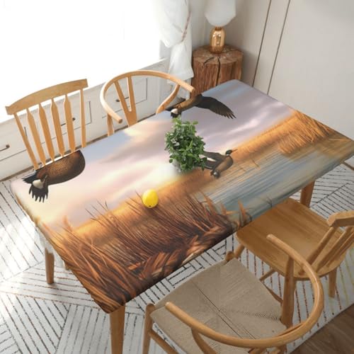 BNVSADC Tischdecke, Motiv: Jagd, fliegende Wildenten, bedruckt, 152 x 76 cm, Polyester, wasserabweisend, Esstischdekoration, Tischdecken von BNVSADC