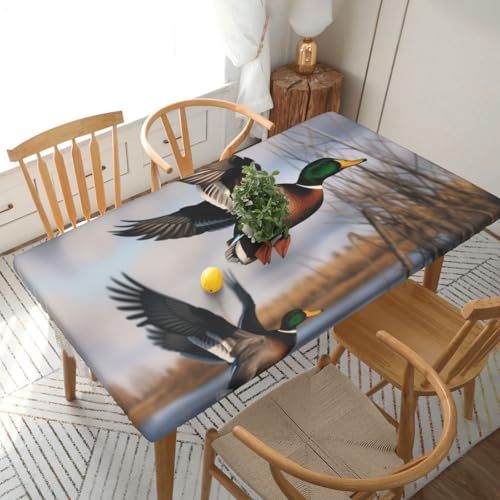 BNVSADC Tischdecke, Motiv: Jagd, fliegende Wildenten, bedruckt, 152 x 76 cm, Polyester, wasserabweisend, Esstischdekoration, Tischdecken von BNVSADC