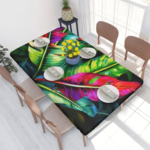 BNVSADC Tischdecke, Motiv: bunte tropische Blätter, 122 x 76 cm, Polyester, wasserabweisend, Tischdecke, Esstischdekoration, Tischdecken von BNVSADC