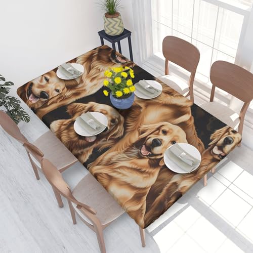 BNVSADC Tischdecke, bedruckt, Motiv: Golden Retrievers, 122 x 76 cm, Polyester, Küche, wasserabweisend, Esstischdekoration, Tischdecken von BNVSADC