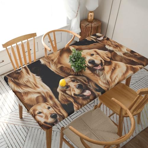 BNVSADC Tischdecke, bedruckt, Motiv: Golden Retrievers, 152 x 76 cm, Polyester, wasserabweisend, Esstischdekoration, Tischdecken von BNVSADC