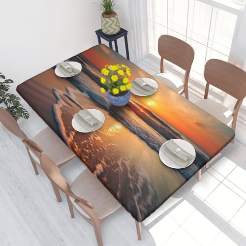 BNVSADC Tischdecke, bedruckt, Motiv: Sonnenuntergang, 122 x 76 cm, Polyester, Küche, wasserabweisend, Tischdecke, Esstischdekoration, Tischdecken von BNVSADC