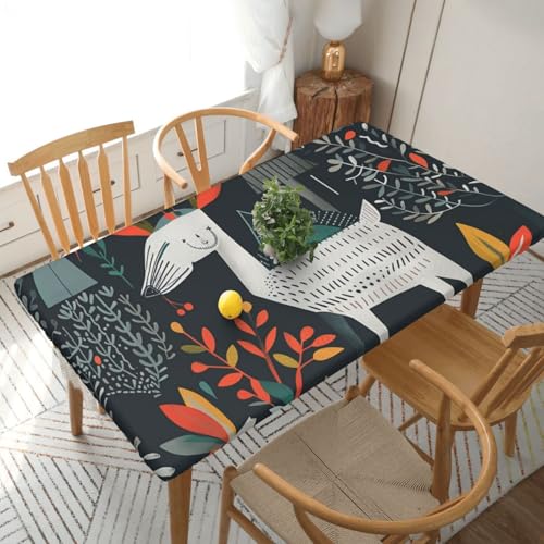 BNVSADC Tischdecke, skandinavische Tiere, bedruckt, 152 x 76 cm, Polyester, wasserabweisend, Esstischdekoration, Tischdecken von BNVSADC