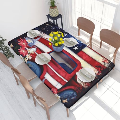 BNVSADC Tischdecke 4. Juli, Patriotische US-Flagge, bedruckt, 122 x 76 cm, Polyester, wasserabweisend, Tischdecke, Esstischdekoration, Tischdecken von BNVSADC