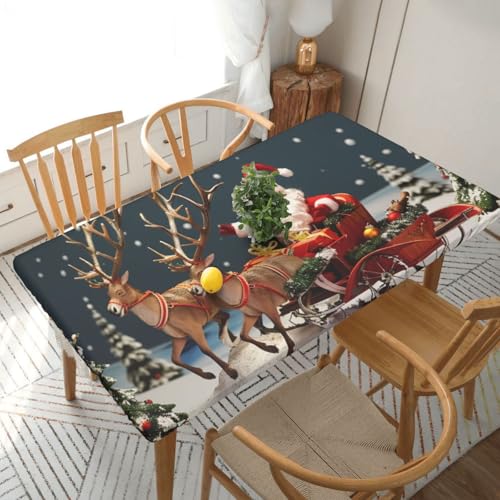 BNVSADC Tischdecke mit Aufdruck "Merry Christmas", 152 x 76 cm, Polyester, wasserabweisend, Esstischdekoration, Tischdecken von BNVSADC