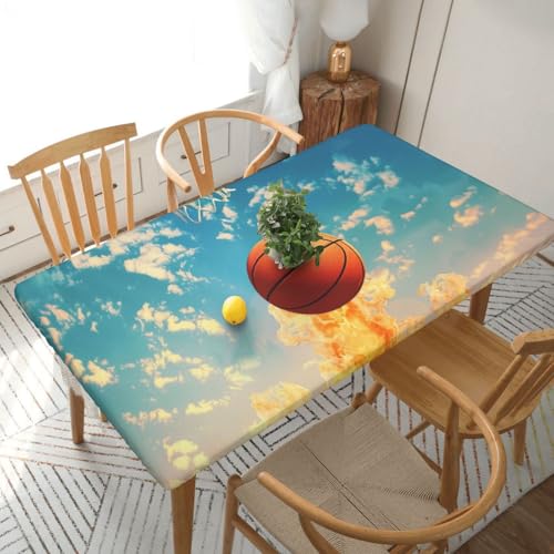 BNVSADC Tischdecke mit Basketballdruck, 152 x 76 cm, Polyester, wasserabweisend, Esstischdekoration, Tischdecken von BNVSADC