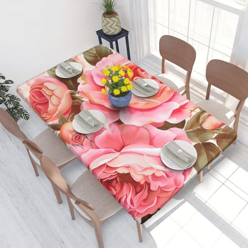 BNVSADC Tischdecke mit Blumenmuster, 122 x 76 cm, Polyester, wasserabweisend, Esstischdekoration, Tischdecken von BNVSADC