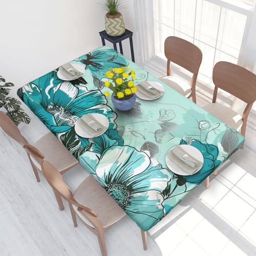 BNVSADC Tischdecke mit Blumenmuster, 122 x 76 cm, Polyester, wasserabweisend, für Küche, Esstisch, Dekoration, Tischdecken von BNVSADC