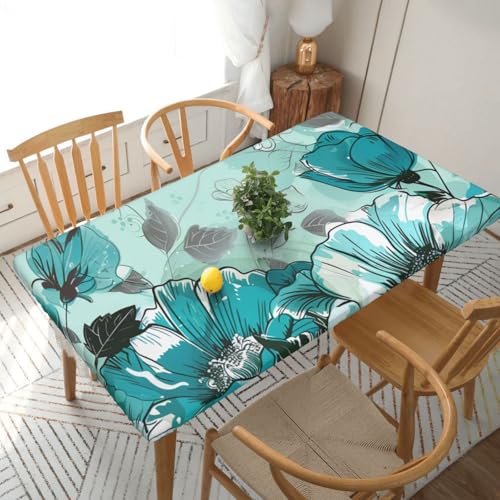 BNVSADC Tischdecke mit Blumenmuster, 152 x 76 cm, Polyester, wasserabweisend, für Küche, Esstisch, Dekoration, Tischdecken von BNVSADC