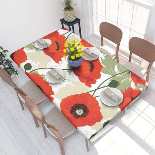 BNVSADC Tischdecke mit Blumenmuster, bedruckt, 122 x 76 cm, Polyester, wasserabweisend, Esstischdekoration, Tischdecken von BNVSADC