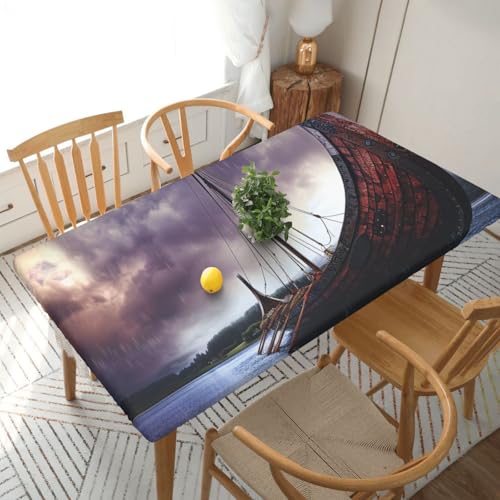 BNVSADC Tischdecke mit Bootsmotiv, bedruckt, 152 x 76 cm, Polyester, für Küche, Esstisch, Dekoration, Tischdecken von BNVSADC