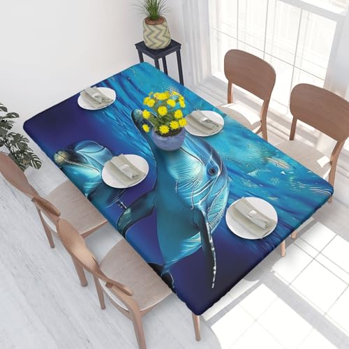 BNVSADC Tischdecke mit Delfin-Druck, 122 x 76 cm, Polyester, wasserabweisend, Esstischdekoration, Tischdecken von BNVSADC