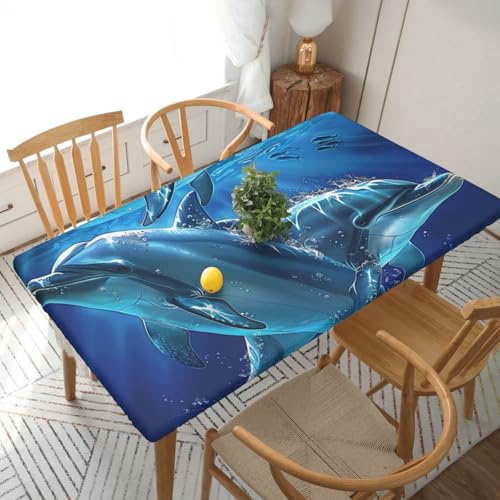 BNVSADC Tischdecke mit Delfin-Druck, 152 x 76 cm, Polyester, wasserabweisend, Esstischdekoration, Tischdecken von BNVSADC