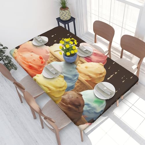 BNVSADC Tischdecke mit Eiscreme-Druck, 122 x 76 cm, Polyester, wasserabweisend, Esstischdekoration, Tischdecken von BNVSADC