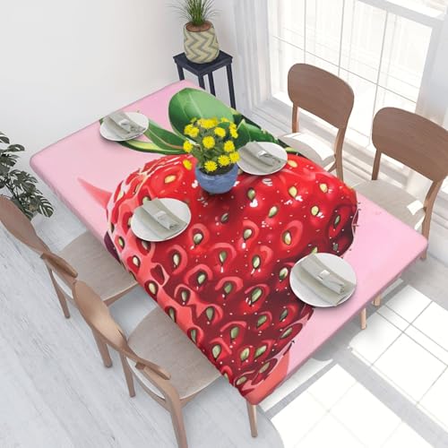 BNVSADC Tischdecke mit Erdbeermotiv, 122 x 76 cm, Polyester, wasserabweisend, Esstischdekoration, Tischdecken von BNVSADC