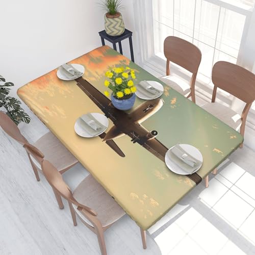 BNVSADC Tischdecke mit Flugzeugdruck, 122 x 76 cm, Polyester, wasserabweisend, Esstischdekoration, Tischdecken von BNVSADC