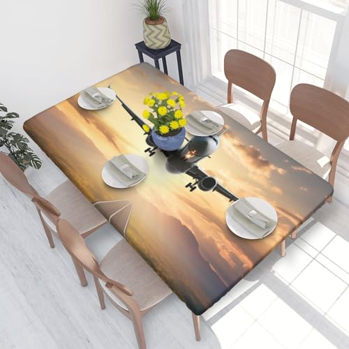 BNVSADC Tischdecke mit Flugzeugdruck, 122 x 76 cm, Polyester, wasserabweisend, Esstischdekoration, Tischdecken von BNVSADC