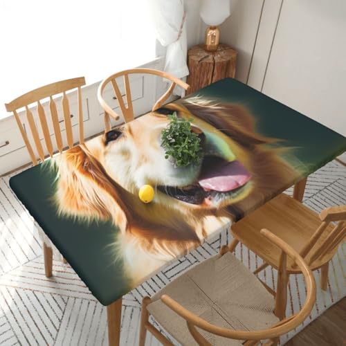 BNVSADC Tischdecke mit Golden Retriever-Motiv, bedruckt, 152 x 76 cm, Polyester, wasserabweisend, Esstischdekoration, Tischdecken von BNVSADC