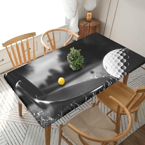 BNVSADC Tischdecke mit Golf-Motiv, 152 x 76 cm, Polyester, wasserabweisend, Tischdecke, Esstischdekoration, Tischdecken, Schwarz und Weiß von BNVSADC