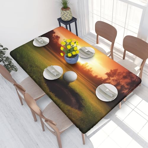 BNVSADC Tischdecke mit Golfsport bei Sonnenuntergang, bedruckt, 122 x 76 cm, Polyester, wasserabweisend, Esstischdekoration, Tischdecken von BNVSADC