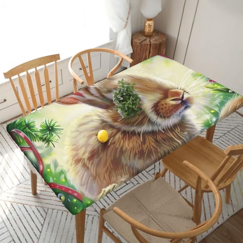 BNVSADC Tischdecke mit Hasen-Motiv, bedruckt, 152 x 76 cm, Polyester, wasserabweisend, Esstischdekoration, Tischdecken von BNVSADC