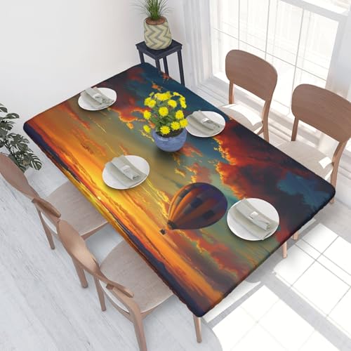 BNVSADC Tischdecke mit Heißluftballon-Motiv "Sonnenuntergang", bedruckt, 122 x 76 cm, Polyester, Küche, wasserabweisend, Tischdecke, Esstischdekoration, Tischdecken von BNVSADC