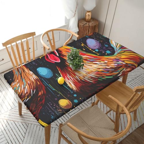 BNVSADC Tischdecke mit Hühner-Aufdruck, bedruckt, 152 x 76 cm, Polyester, wasserabweisend, Esstischdekoration, Tischdecken von BNVSADC