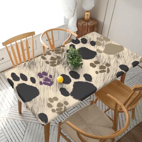 BNVSADC Tischdecke mit Hundepfotenmuster, bedruckt, 152 x 76 cm, Polyester, wasserabweisend, Esstischdekoration, Tischdecken von BNVSADC