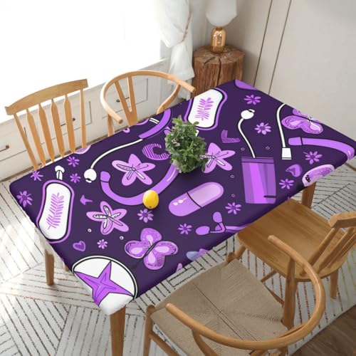 BNVSADC Tischdecke mit Krankenschwestermuster, violett, bedruckt, 152 x 76 cm, Polyester, für Küche, Esstisch, Dekoration, Tischdecken von BNVSADC