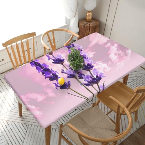 BNVSADC Tischdecke mit Lavendelblüten-Druck, 152 x 76 cm, Polyester, wasserabweisend, Tischdecke, Esstischdekoration, Tischdecken von BNVSADC