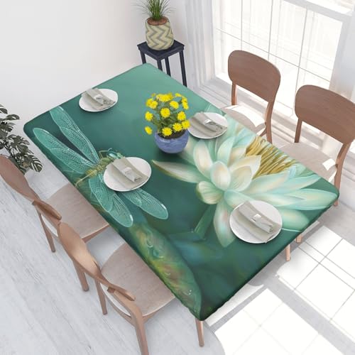 BNVSADC Tischdecke mit Libelle mit Wasserlilie, bedruckt, 122 x 76 cm, Polyester, wasserabweisend, Esstischdekoration, Tischdecken von BNVSADC