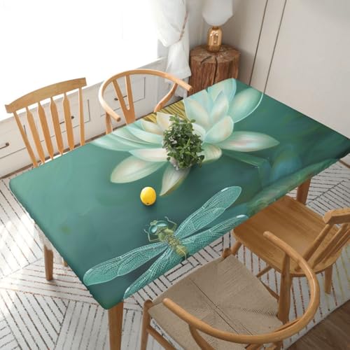 BNVSADC Tischdecke mit Libelle mit Wasserlilie, bedruckt, 152 x 76 cm, Polyester, wasserabweisend, Esstischdekoration, Tischdecken von BNVSADC