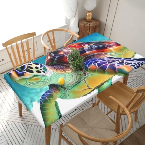 BNVSADC Tischdecke mit Meeresschildkröten-Kunstdruck, 152 x 76 cm, Polyester, wasserabweisend, Esstischdekoration, Tischdecken von BNVSADC